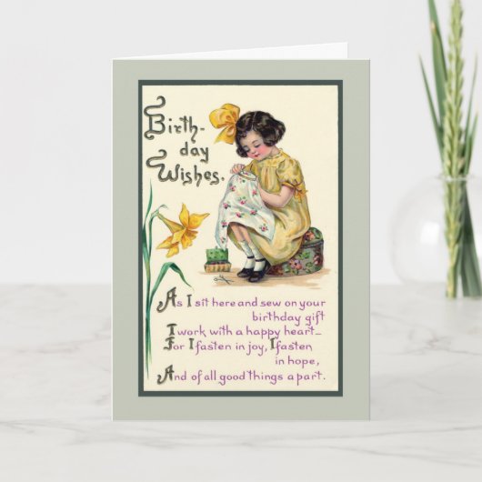 Ouderwetse verjaardagswensen vintage kaart (Voorkant)