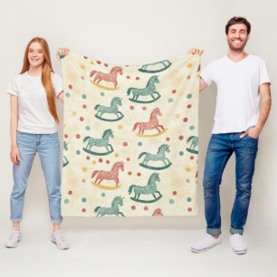 Ouderwetse versleten schommelpaardpatroon (6) fleece deken