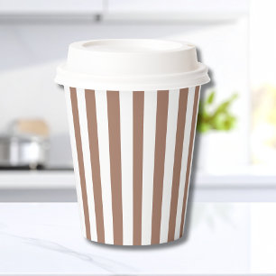 Ouderwetse verticale strepen Mocha Mousse Wit Papieren Bekers