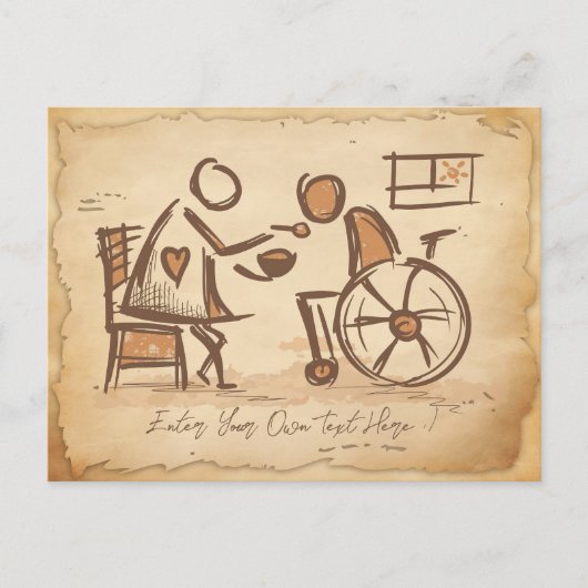 ouderwetse verzorger, verpleegassistent briefkaart (Voorkant)