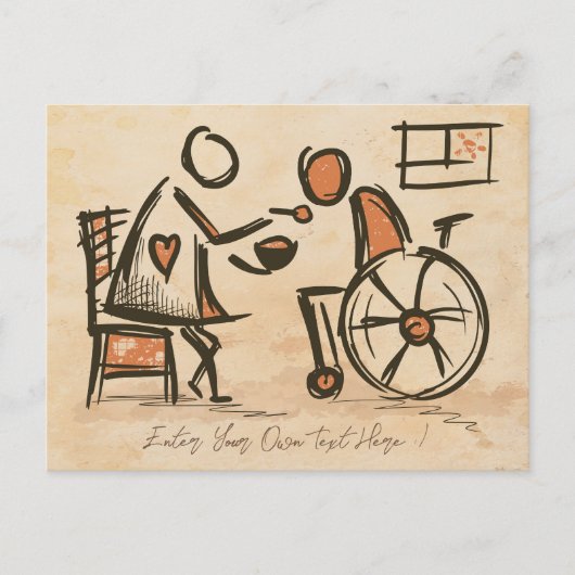 ouderwetse verzorger, verpleegassistent briefkaart (Voorkant)