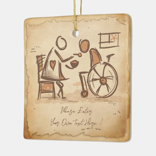 ouderwetse verzorger, verpleegassistent keramisch ornament (Links)