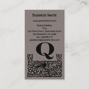 Ouderwetse Victoriaanse Elegante Monogram Letter Q Visitekaartje