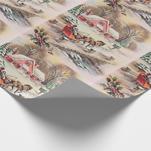 Ouderwetse Victoriaanse landelijke Kerststal met p Cadeaupapier (Hoek)