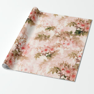 Ouderwetse Victoriaanse Roze Bloemige Elegante Chi Cadeaupapier