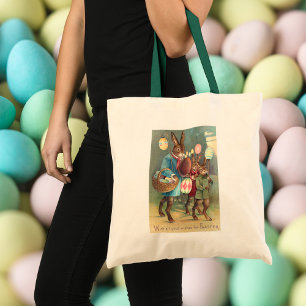Ouderwetse Viktoriaanse Pasen Wensen met Konijnen Tote Bag