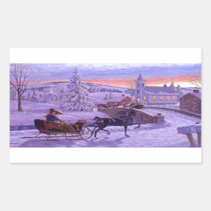 Ouderwetse Vintage Kerstmis Rechthoekige Sticker