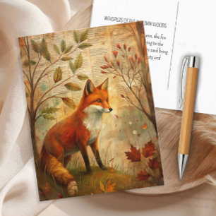 Ouderwetse Vos in Herfstbladeren Aardse Rustieke S Briefkaart
