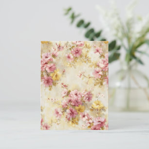 Ouderwetse waterverf bloempatroon briefkaart