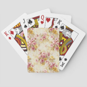 Ouderwetse waterverf bloempatroon pokerkaarten