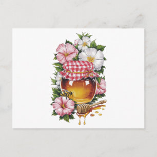 Ouderwetse waterverf Honingpot Bloemen nostalgie Briefkaart