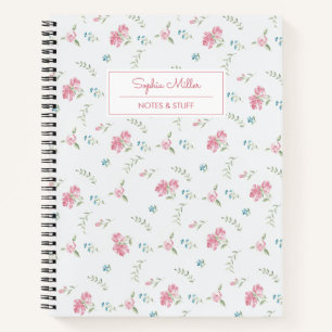 Ouderwetse waterverf roze rozen monogram jouw naam notitieboek