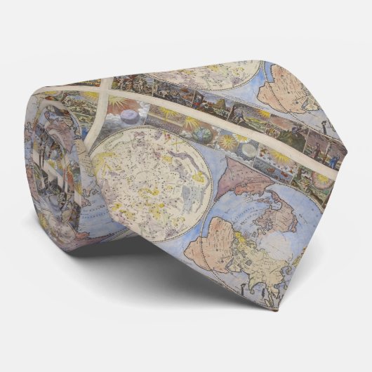 , ouderwetse Wereldkaart vertakt geografisch patro Stropdas (Opgerold)