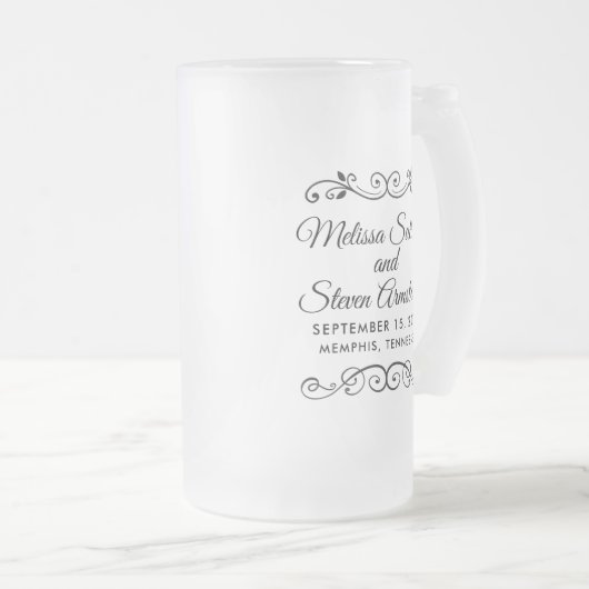 ouderwetse Westerne stijl bruiloft Matglas Bierpul (Voorkant rechts)