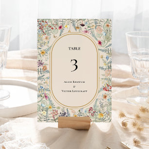Ouderwetse Wilde Bloem Varens Beige Bruiloft Kaart