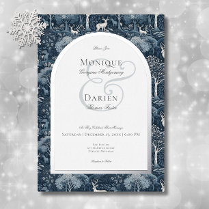 Ouderwetse Winter William Morris Elegante Trouwdag Folie Uitnodiging