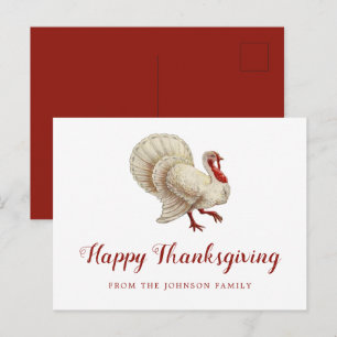 Ouderwetse witte kalkoen fijne Thanksgiving groete Briefkaart