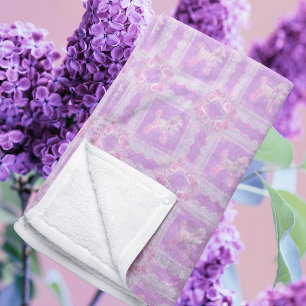 Ouderwetse Witte Roze Lilac Kant Poodle Patchwork Fleece Deken