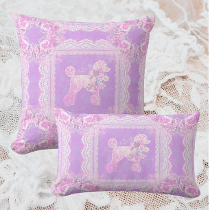 Ouderwetse Witte Roze Lilac Kant Poodle Patchwork Kussen