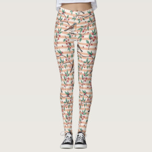 Ouderwetse Zangvogel Bes Tak Patroon Leggings