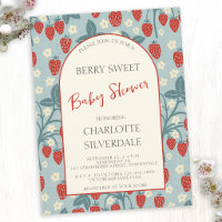 Ouderwetse Zoete Aardbei Baby Shower Uitnodiging
