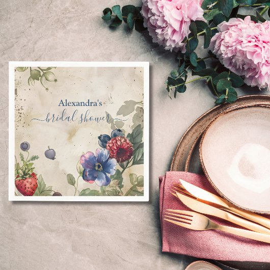 Ouderwetse Zoete Aardbei Bruiloft Bridal Shower Servet