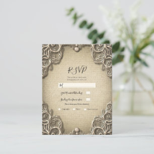 Ouderwetse Zuidelijke Charme Burlap Kant Trouw-Huw Kaart