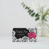 Ouderwetse zwarte, roze en witte rozen naamkaartje (Staand voorkant)