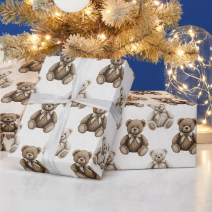 Oudewaterverf Teddybeer Cadeaupapier