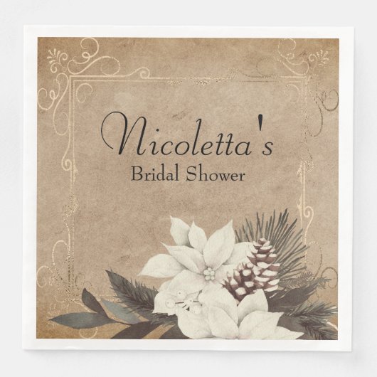 Oudewinterbloemen op vervaagd perkament servet (Voorkant)