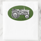  oudGrijs massey fergison trekker Ovale Sticker (Tas)