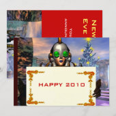 OUDJAARSAVOND VAN EEN CYBORG FEESTDAGENKAART (Voorkant / Achterkant)