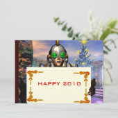 OUDJAARSAVOND VAN EEN CYBORG FEESTDAGENKAART (Staand voorkant)