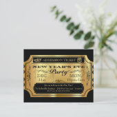Oudjaarsfeest Gouden Ticket Uitnodigingen (Staand voorkant)