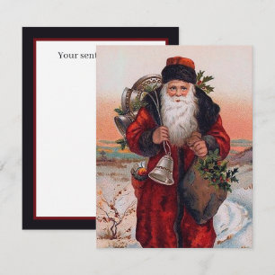 Oudjarige kerstman voegt sentiment toe notitiekaartje