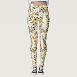 Oudroze bloemmotief met reeën leggings