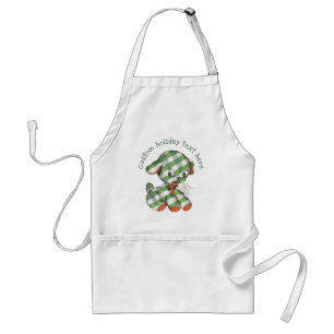 Oudroze Kerst Gingham Hond Knuffeldier Standaard Schort