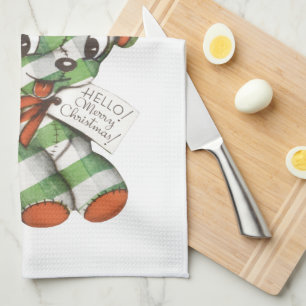 Oudroze Kerst Gingham Hond Knuffeldier Theedoek