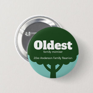 Oudste Familielid Familie Reünie Award Ronde Button 5,7 Cm