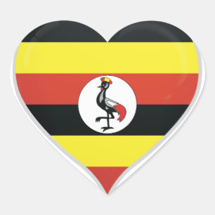 Ouganda amour drapeau orgueil autocollant coeur