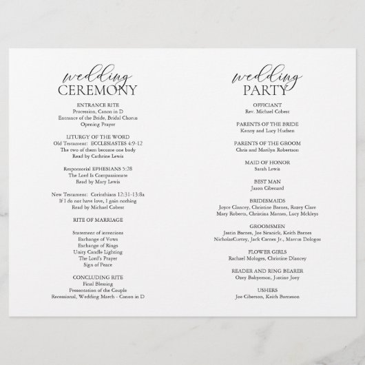 Oui, Cérémonie Mariage Programme pliable (Dos)