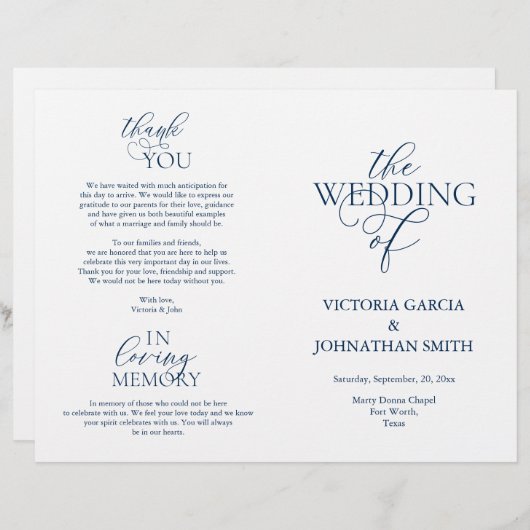 Oui, Cérémonie Mariage Programmes pliables (Devant / Derrière)