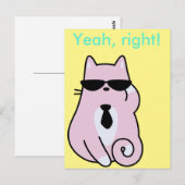 Oui, c'est ça ! - Carte postale de chat rose Cool (Devant / Derrière)