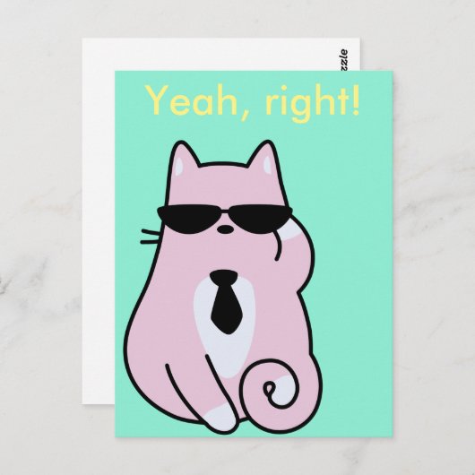 Oui, c'est ça ! - Carte postale de chat rose Cool (Devant / Derrière)