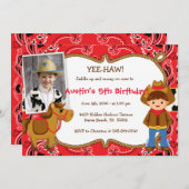 OUI-HAW ! Cowboy à thème Anniversaire Invitations (Devant / Derrière)