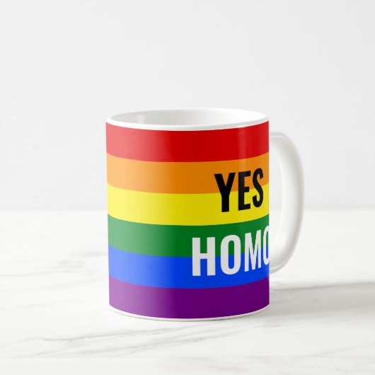 Oui Homo Rainbow Pride Mug (Devant droit)