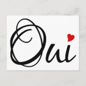 Oui, ja, Franse woordkunst met rood hart Briefkaart (Voorkant)