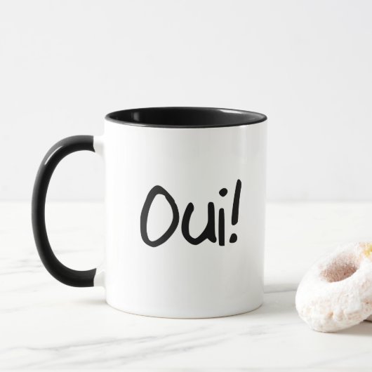 Oui. ja! Mok Franse taal - Slogan (Met donut)