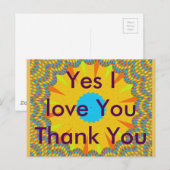 Oui, je t'aime Carte postale Merci (Devant / Derrière)