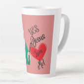 "Oui, Jésus m'aime" Mug Latte Rose Grand Format (Angle droit)